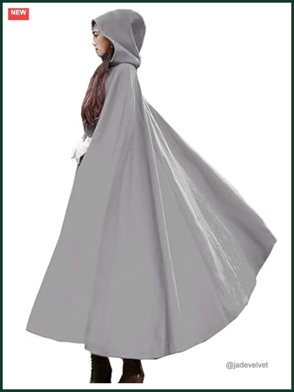 Wool Blend Hooded Cape Maxi Long Poncho Cloak Coat